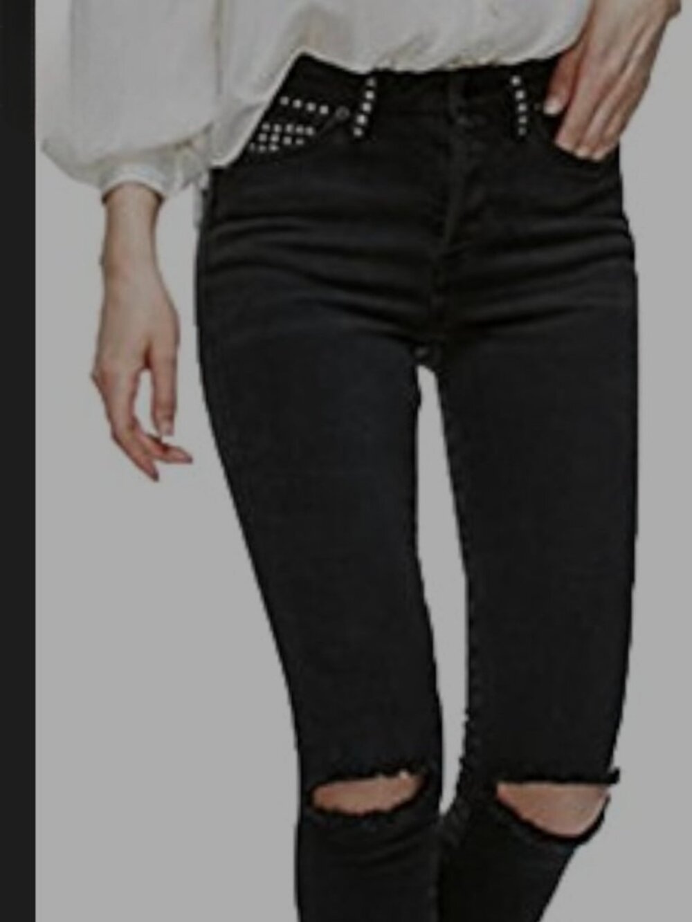 NEW Free People Payton Studded Skinny Jeans in Black, Size 24.
